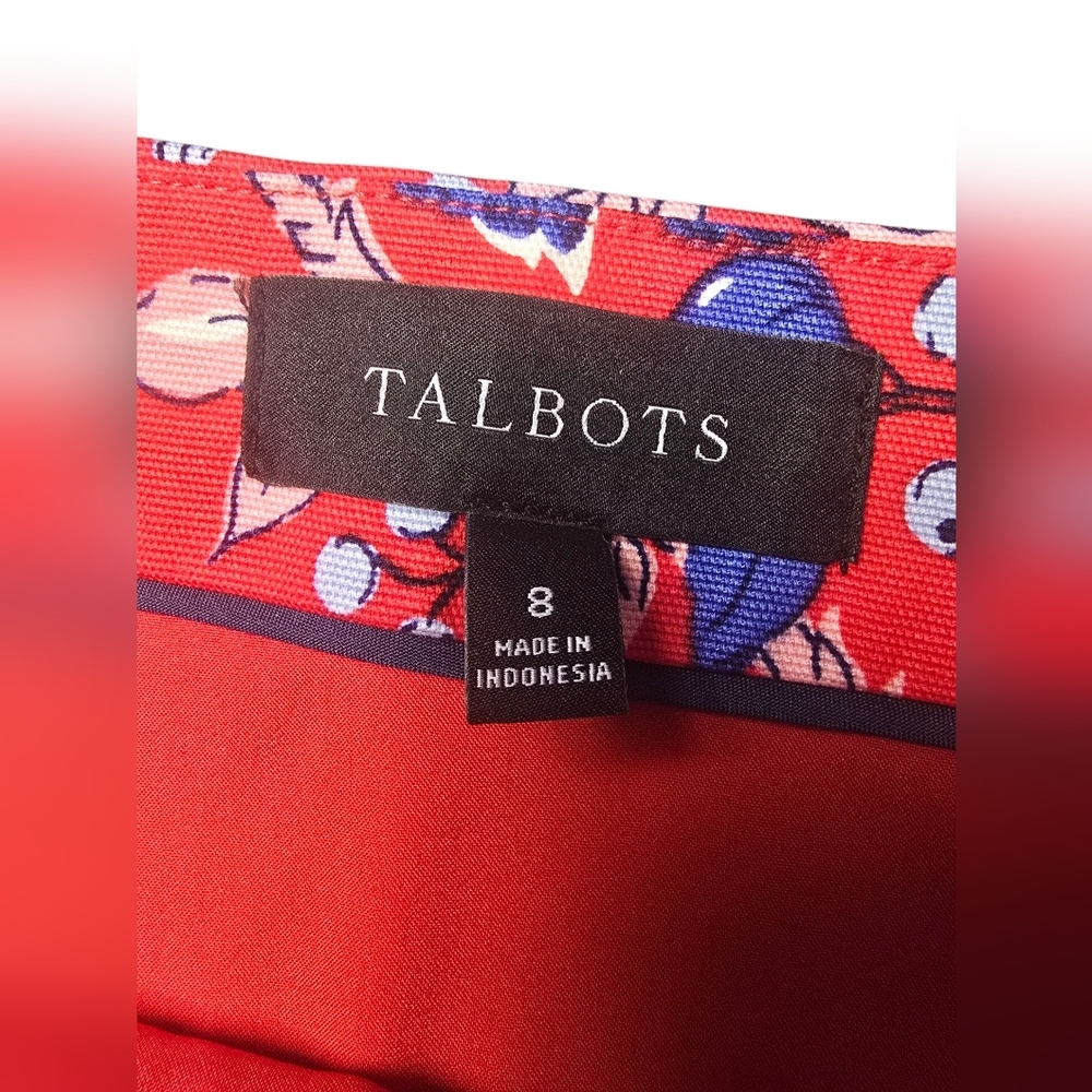 TALBOTS Red White Blue and Pink Floral Print Lined Skirt Sz. 8 - Picture 6 of 8